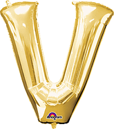 Gold Letter "V" Shaped Mylar Super Balloon 34 Inch